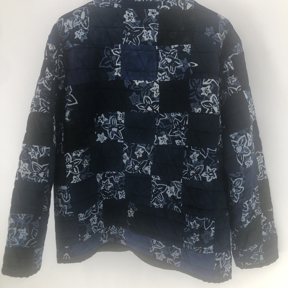 Lost City Art Womens Size S/M  Blue Patchwork Quilt Button Coat Jacket - Picture 10 of 11